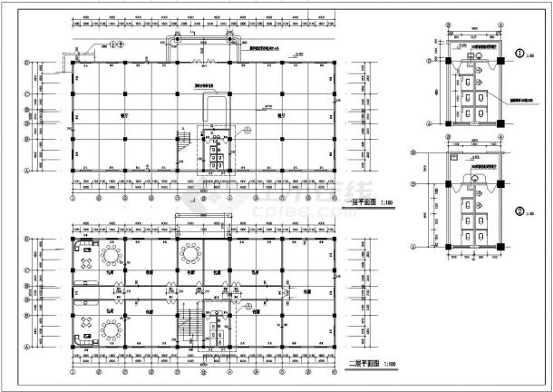 乌鲁木齐某街道2700平米四层全框架结构商务旅馆建筑设计CAD图纸-图一