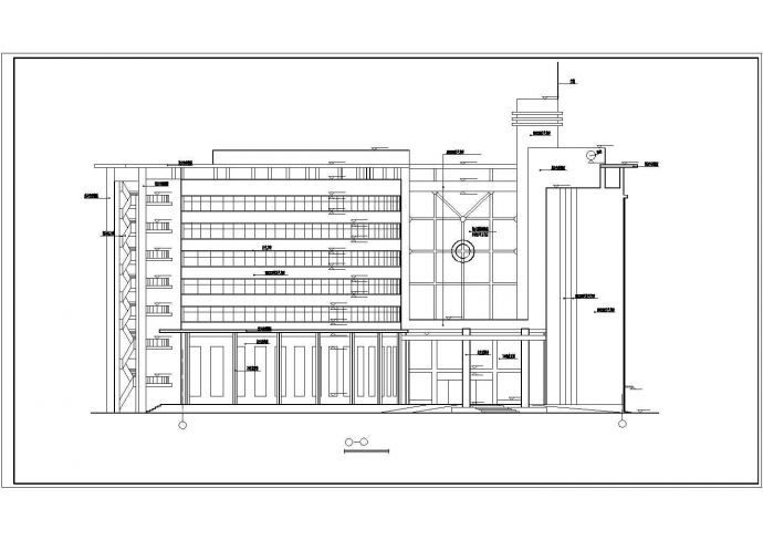 张家港市某商业街1万平米8层框架结构商务酒店平立剖面设计CAD图纸_图1