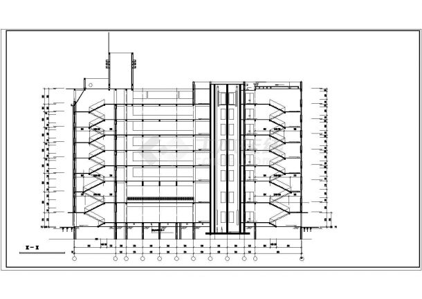 张家港市某商业街1万平米8层框架结构商务酒店平立剖面设计CAD图纸-图二