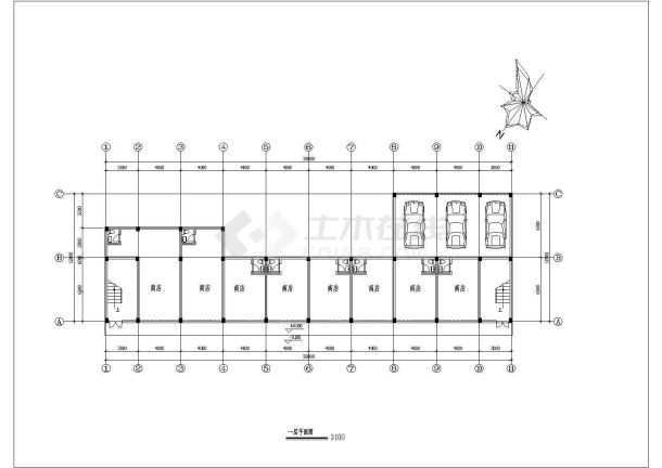 某砖混结构六层商业楼设计cad详细建筑方案图-图一