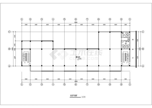 某砖混结构六层商业楼设计cad详细建筑方案图-图二
