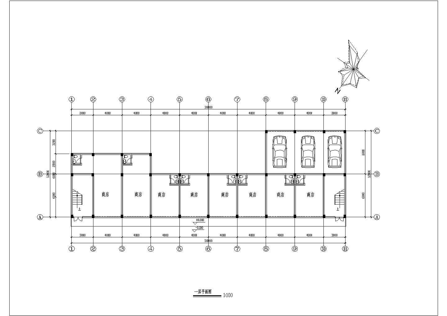 某砖混结构六层商业楼设计cad详细建筑方案图