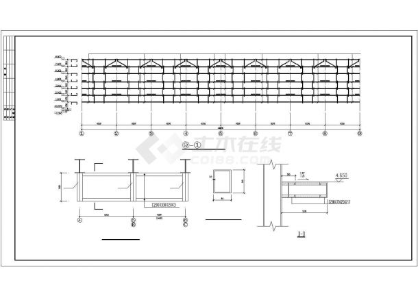 某厂房49.6x13.4m 单层门式钢架结构施工CAD图-图一