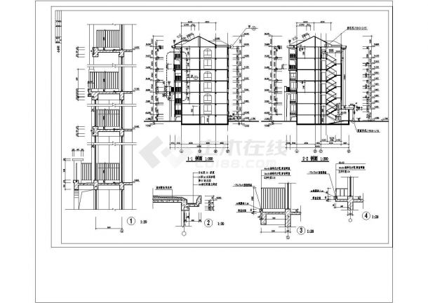 某六层异形柱框架结构住宅楼（总建筑面积4145平方米）设计cad全套结构施工图（含设计说明，含建筑设计）-图二