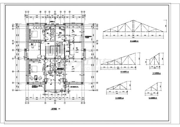 某429㎡地上三层框架结构住宅楼建筑施工图纸-图二