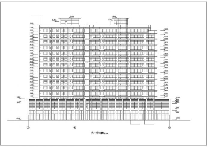 西宁市某商业街1.9平米15层框架结构商务酒店全套建筑设计CAD图纸_图1