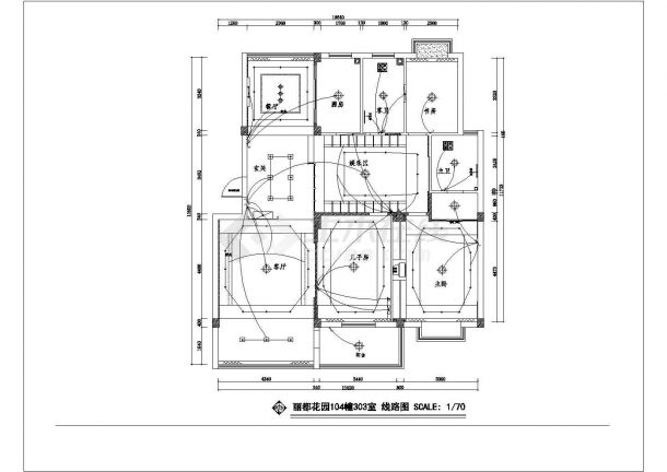 长沙市某现代化小区130平米户型全套装修装饰设计CAD图纸-图一