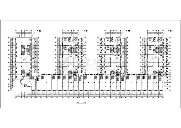 四栋6层砖混结构连排商住楼建筑设计CAD图纸（1-2层半商用）-图一