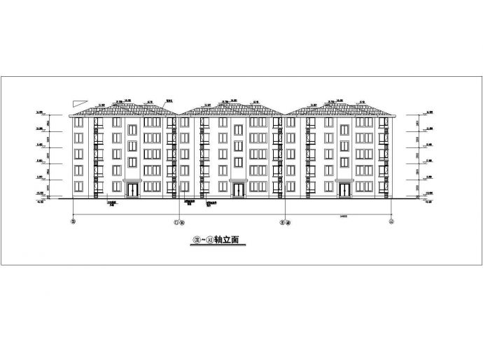 某小区2850平米5层砖混结构住宅楼平立剖面设计CAD图纸（1层6户）_图1