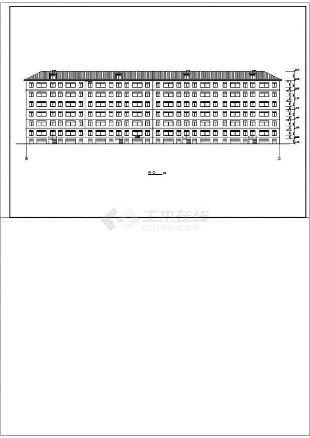 3950平米6层混合结构住宅楼平立剖面设计CAD图纸（含架空层）-图二
