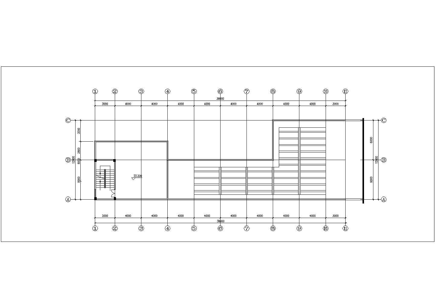 青岛某商业街3700平米左右6层框架结构百货商场平立面设计CAD图纸