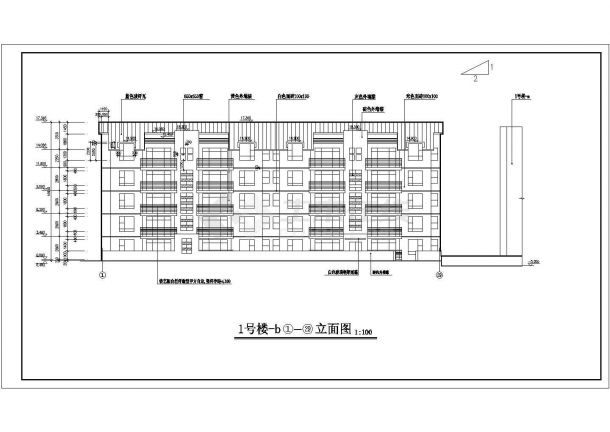 3900平米左右6层框混结构商住楼平立剖面设计CAD图纸（底层门面房）-图二