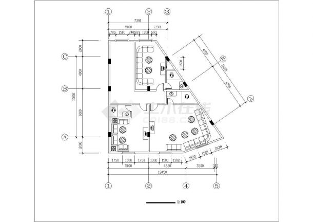 820平米8层框混结构假日旅馆平面设计CAD图纸-图一