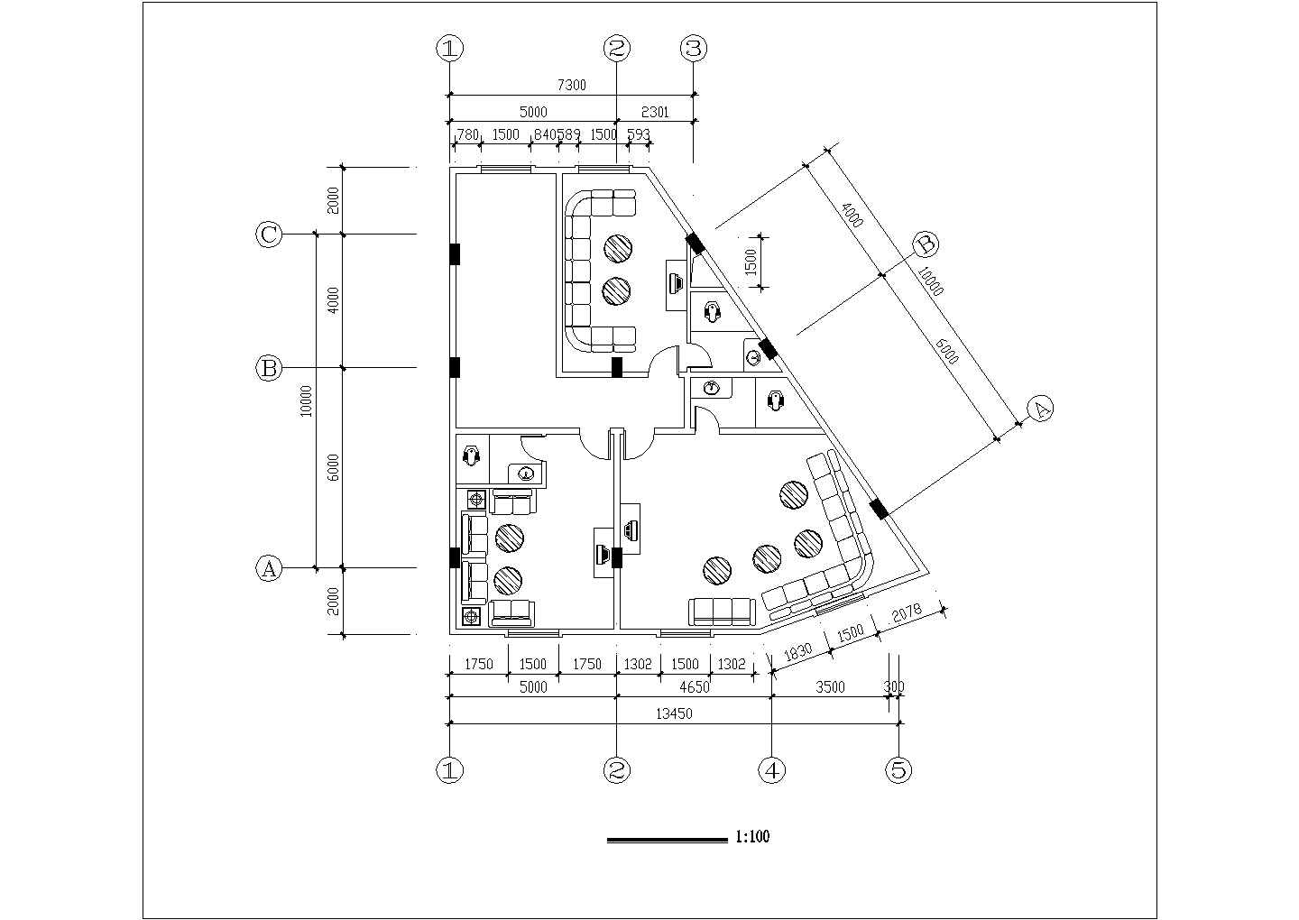 820平米8层框混结构假日旅馆平面设计CAD图纸