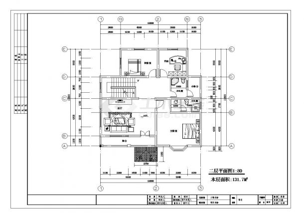 250平方米二层单家独院式别墅全套施工cad图，含效果图-图二