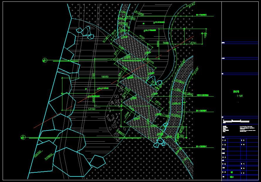 瀑布 木栈道CAD建筑设计施工图