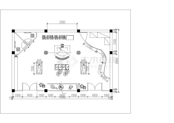 某购物中心服装店CAD室内装修设计图-图二