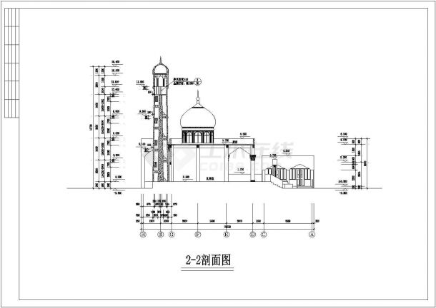 伊斯兰教清真寺建筑施工设计方案图-图一