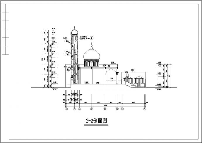 伊斯兰教清真寺建筑施工设计方案图_图1