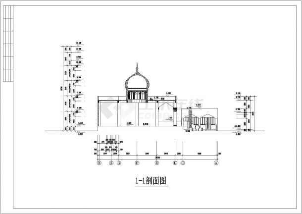 伊斯兰教清真寺建筑施工设计方案图-图二