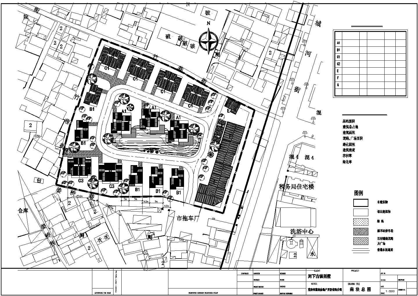 淮安河下古镇别墅区-总图-南块CAD设计图