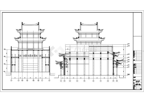 某华藏寺大雄宝殿建筑施工图完整CAD设计图-图一