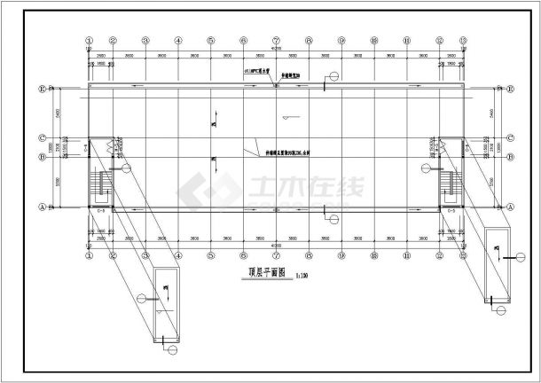 杭州市某汽车配件厂2200平米4层框架结构宿舍楼建筑设计CAD图纸-图一
