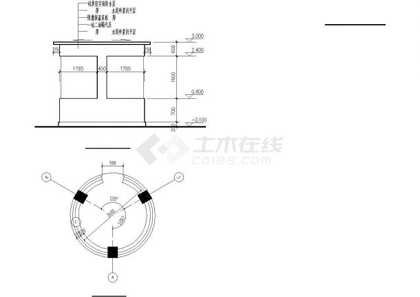 潮州市江畔鑫源小区入口大门全套建筑设计CAD图纸-图一