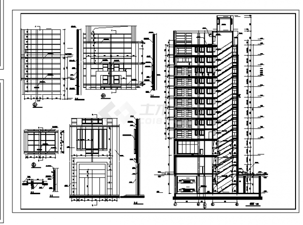 2套14层商业办公楼综合楼建筑设计施工cad图纸-图二