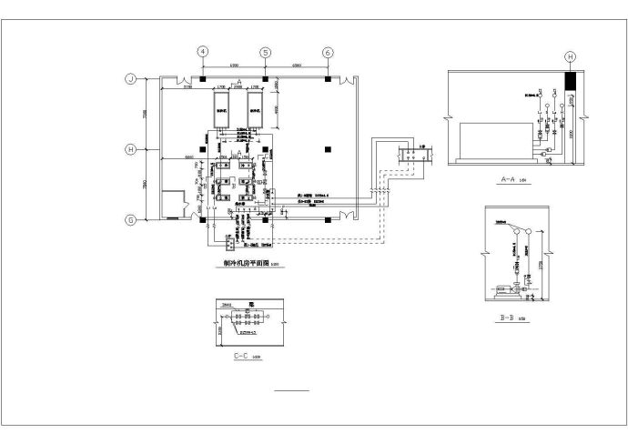 某地区豪华酒店空调机房cad平面设计图_图1