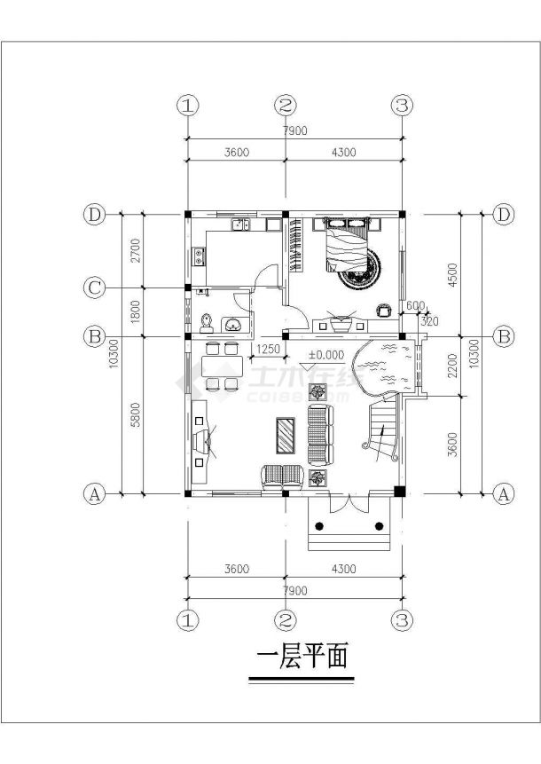 重庆某村镇270平米3层砖混结构单体乡村别墅平立面设计CAD图纸-图二