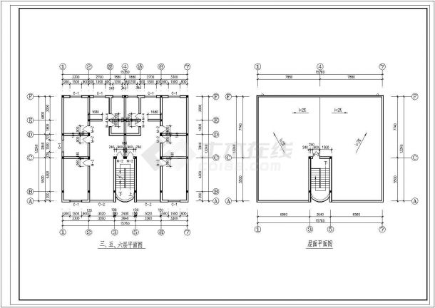 太原市某职业技术学院6层混合结构教职工宿舍楼建筑设计CAD图纸-图二