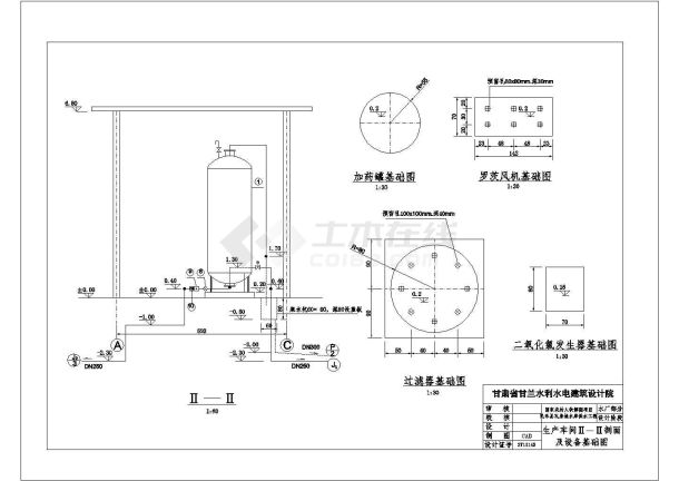 某水库供水工程水厂图生产车间CAD给排水大样图纸-图二