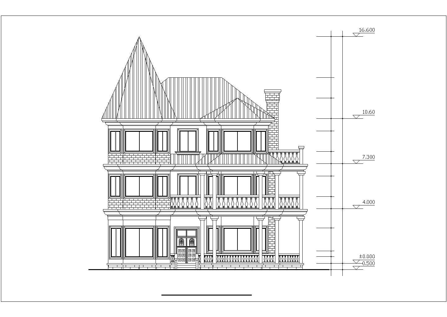 太原市栗元村290平米3层砖混单体别墅平立面设计CAD图纸