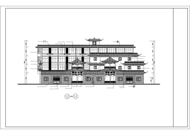 仿古建筑方案设计cad图，含施工说明-图二