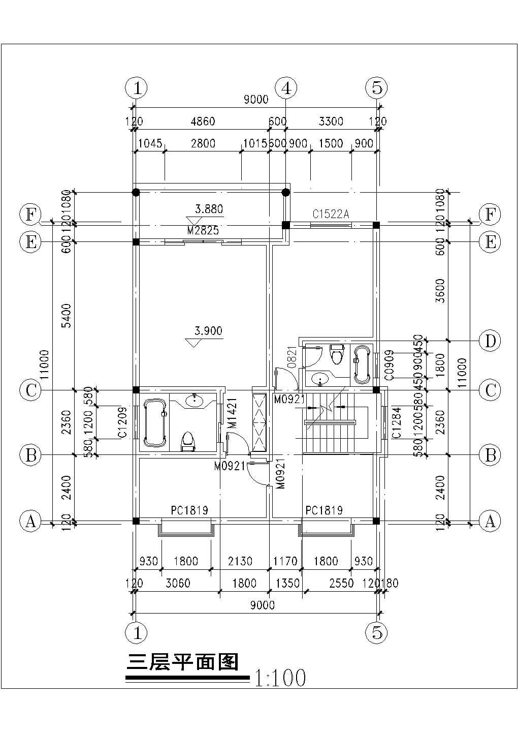 柳州市秀山花园小区300平米三层半框架结构单体别墅建筑设计CAD图纸