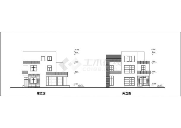 镇江市某村镇317平米3层混合结构乡村别墅平立剖面设计CAD图纸-图一