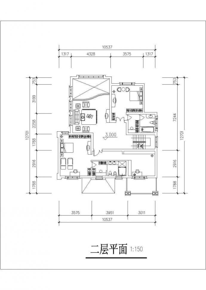 衢州市某村镇305平米3层砖混结构村镇别墅平立面设计CAD图纸_图1