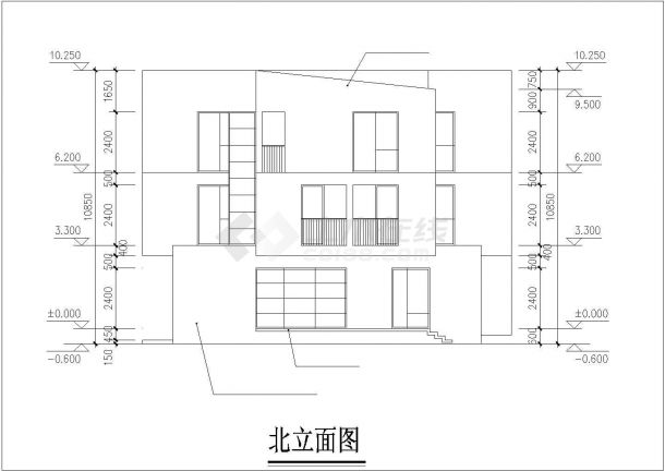 赤峰市南进村295平米3层砖混结构单体别墅平立剖面设计CAD图纸-图一