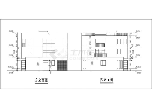 赤峰市南进村295平米3层砖混结构单体别墅平立剖面设计CAD图纸-图二
