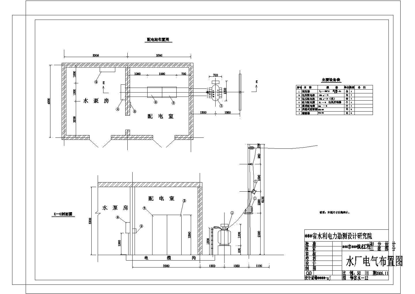 某水厂CAD设计完整全套电气图