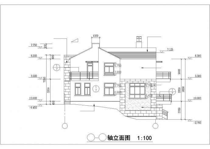 邢台市某村镇320平米三层框混结构乡村别墅平立剖面设计CAD图纸_图1