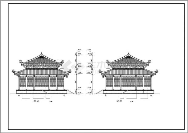 一层道家仿古建筑大殿全套建筑设计图（ 长23.58米 宽15.72米）-图一