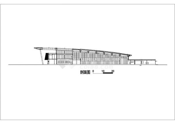 某二层14421平方米长途汽车客运站CAD立面设计图纸-图一