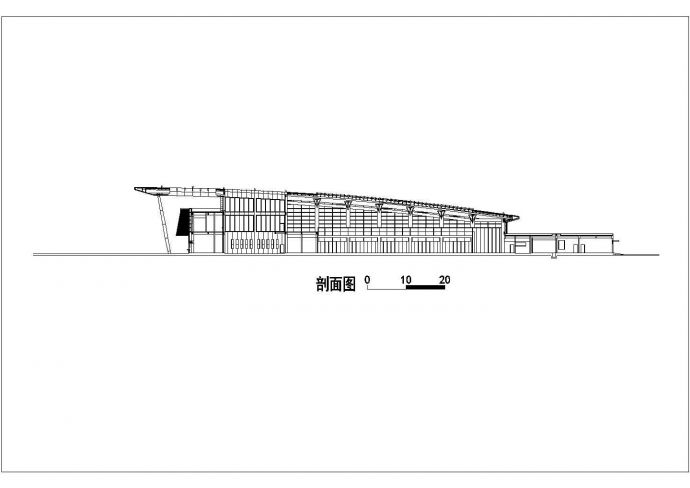 某二层14421平方米长途汽车客运站CAD立面设计图纸_图1