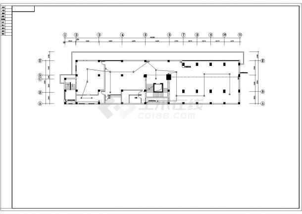 某长46.95米 宽11.5米 西餐厅CAD室内设计装修图-图一