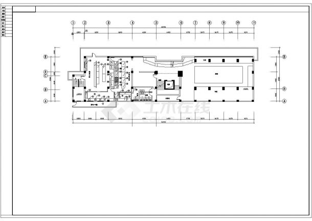 某长46.95米 宽11.5米 西餐厅CAD室内设计装修图-图二