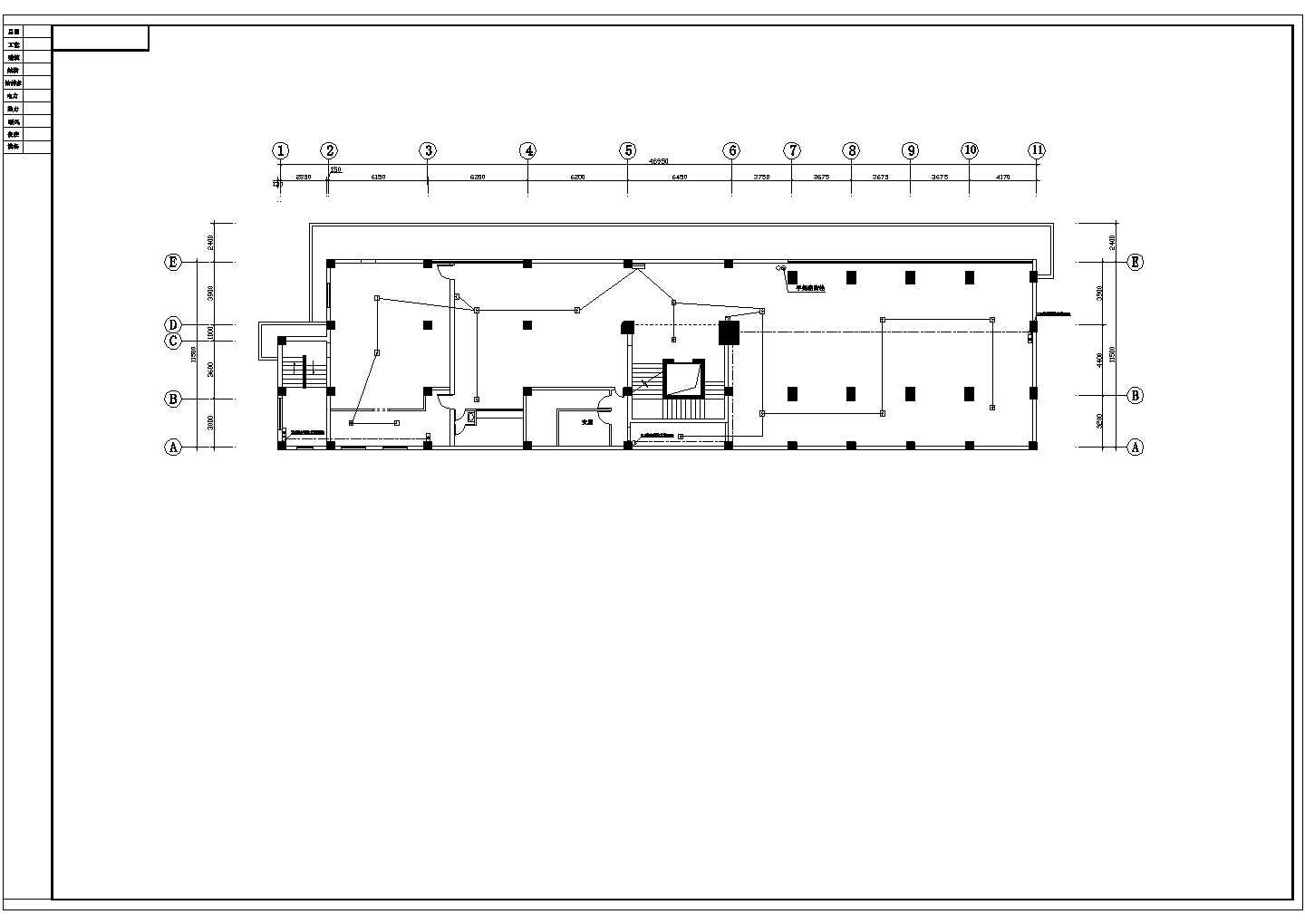 某长46.95米 宽11.5米 西餐厅CAD室内设计装修图