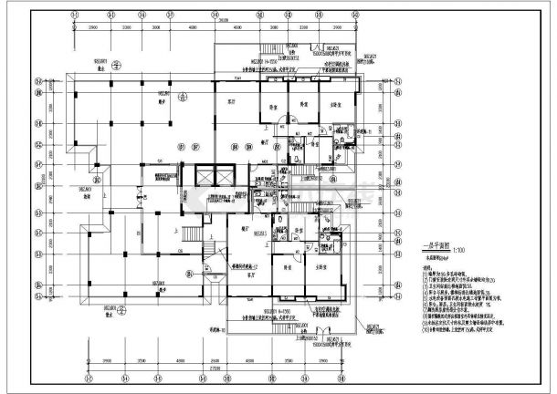 某多层框架结构商住楼设计cad建筑平面施工图-图二