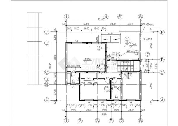 淮北市立和村328平米3层砖混结构乡村别墅建筑设计CAD图纸-图一